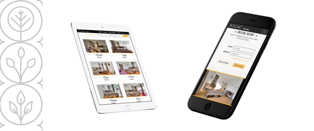 Rogač rooms and restaurant web stranica - tablet i mobitel prikaz